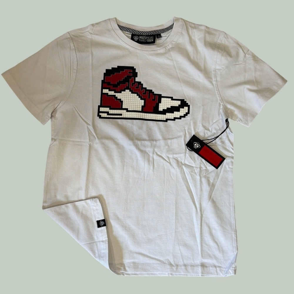Mostly Heard Rarely Seen Sneaker Lego Tee White Graphic T-Shirt Small NWT